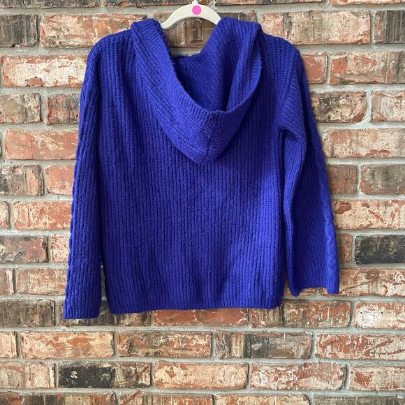 KIKIT Purple Hooded Sweater Cable Knit Size Small Casual Chunky Relaxed - Picture 2 of 5
